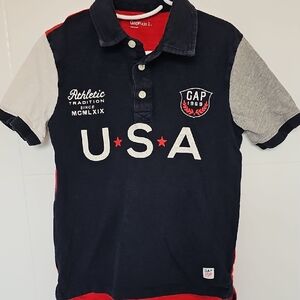 GAP Kids Polo with USA Design in Navy and Gray Sz S 6-7